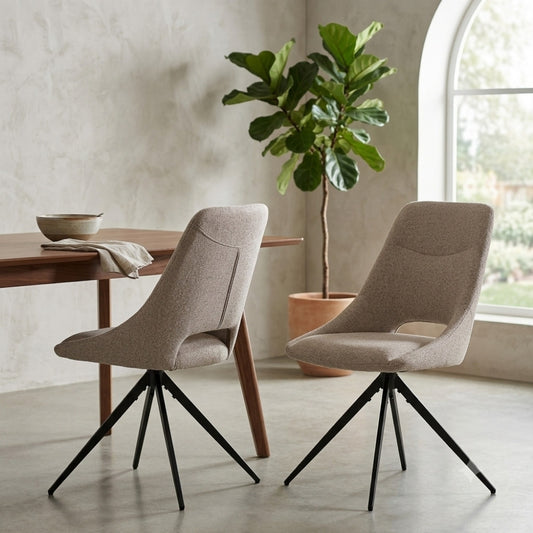 Scandi Drehstuhl NORDA Sand – Esszimmerstuhl 2er Set
