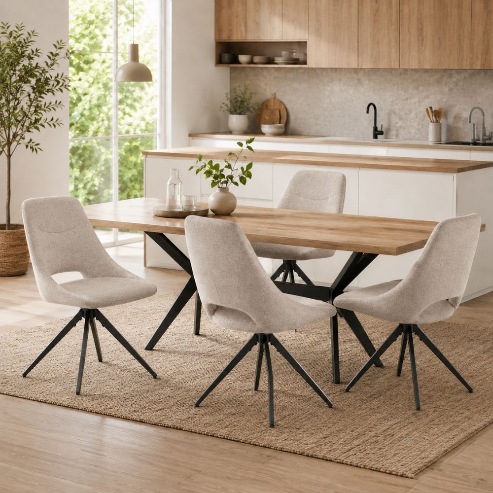 Scandi Drehstuhl NORDA Sand – Esszimmerstuhl 2er Set