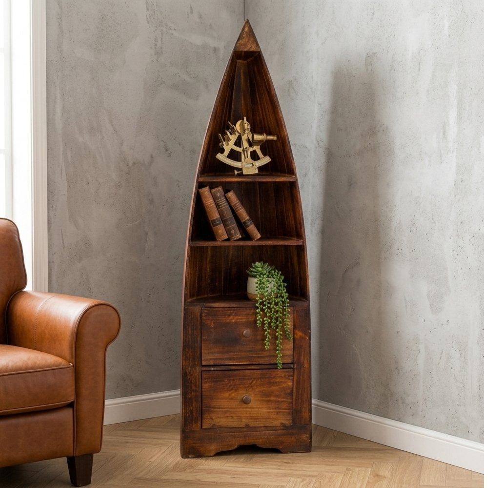 Massivholz Bootsregal / Bücherregal LACI Geflammt 150cm