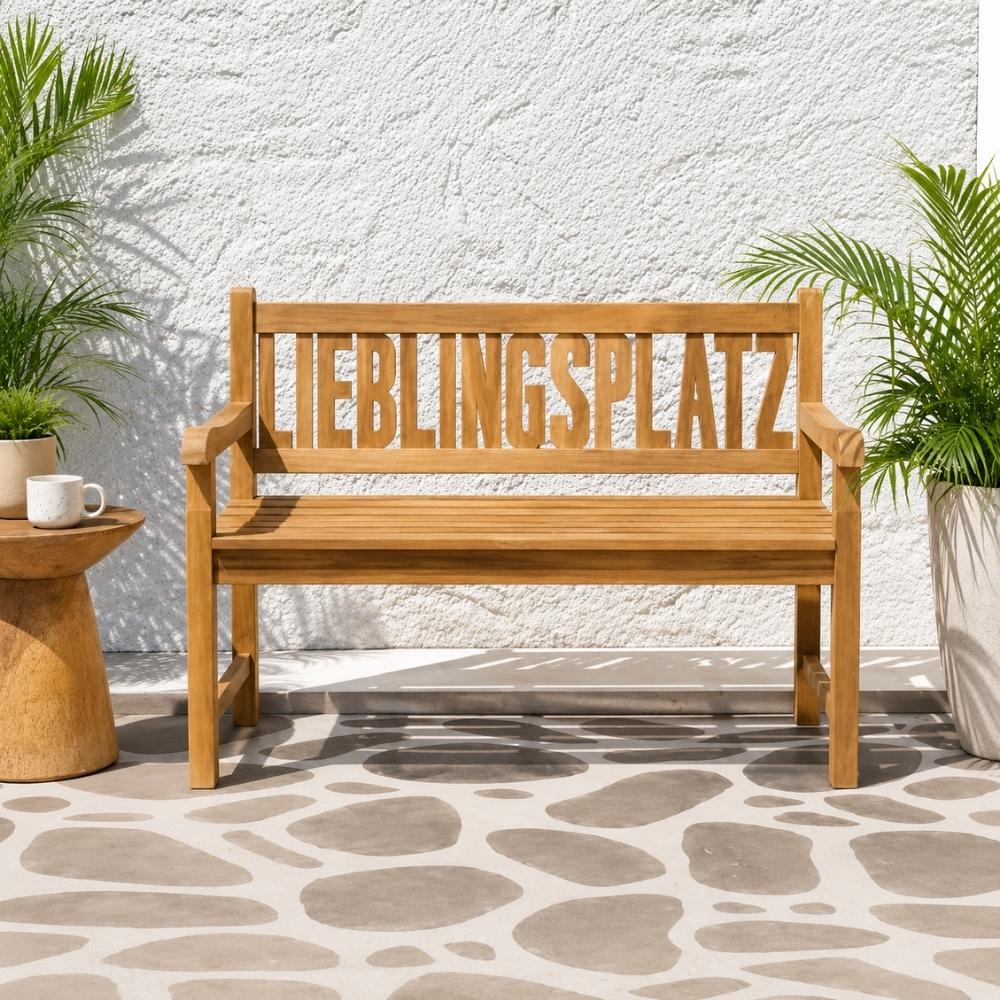 Massive Teak Sitzbank LIEBLINGSPLATZ 150cm Gartenbank Holzbank