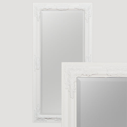 Eleganter Barock Spiegel BESSA 120x60cm weiss Holzrahmen