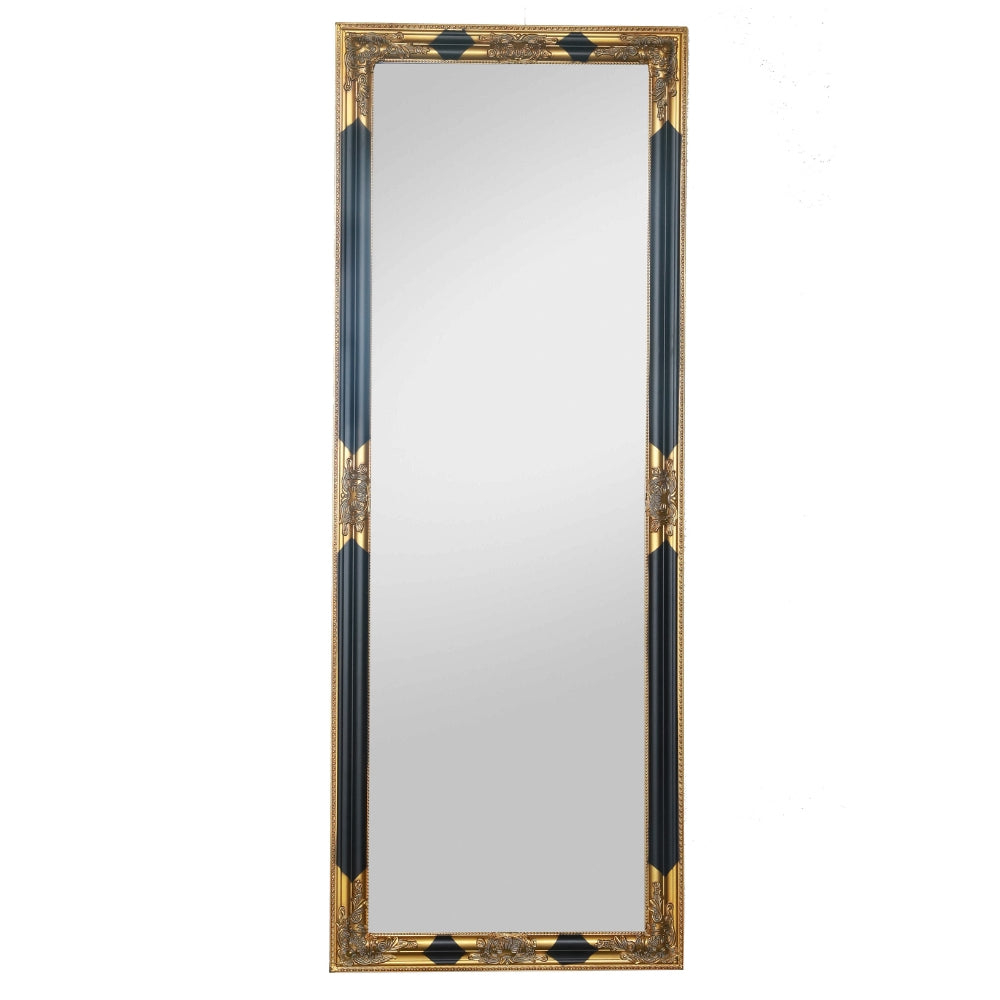 Eleganter Barock Spiegel BESSA 180x60cm schwarz-gold Holzrahmen