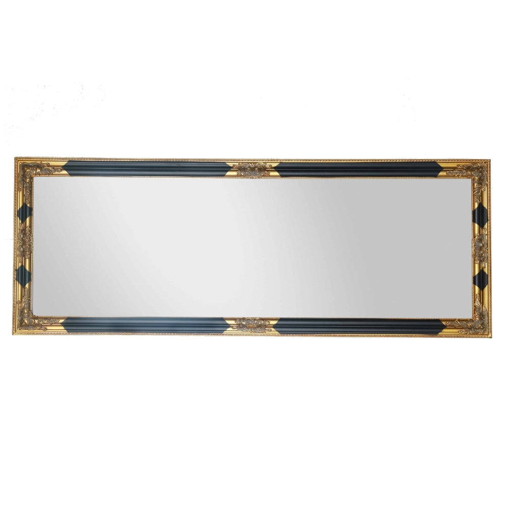 Eleganter Barock Spiegel BESSA 180x60cm schwarz-gold Holzrahmen