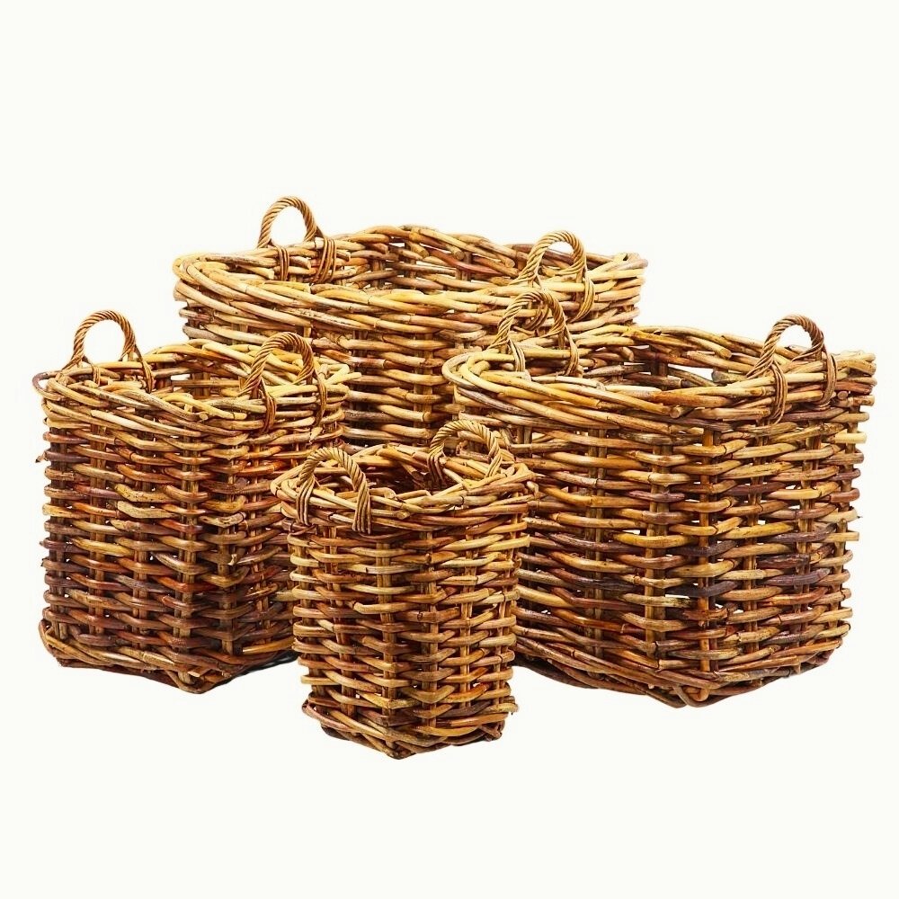 Dickes CL Rattan Korb CESTINO natural ca.35x40cm Griffe Pflanzkorb