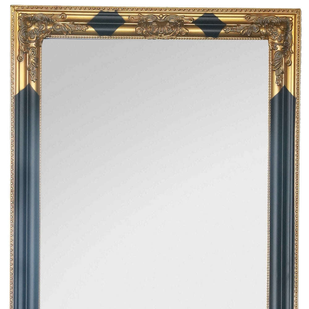 Eleganter Barock Spiegel BESSA 180x60cm schwarz-gold Holzrahmen