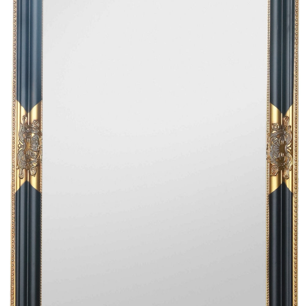 Eleganter Barock Spiegel BESSA 180x60cm schwarz-gold Holzrahmen