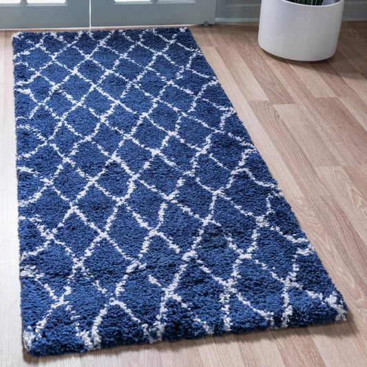 Teppich MARA Shaggy Läufer Enzianblau 80x305 cm
