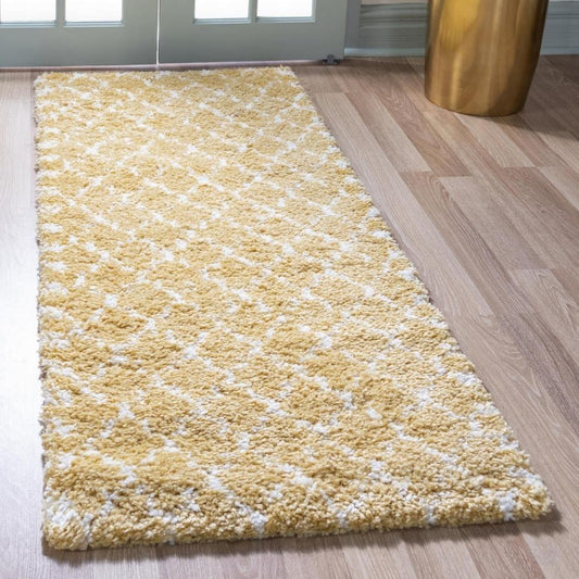 Teppich MARA Shaggy Läufer Narzissen-Gelb 80x305 cm