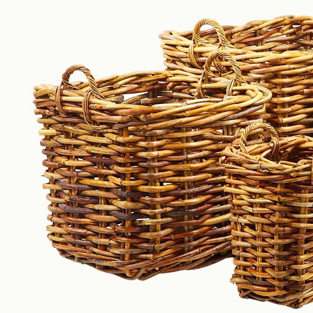Dickes CL Rattan Korb CESTINO natural ca.35x40cm Griffe Pflanzkorb