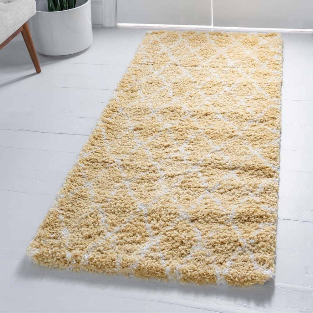 Teppich MARA Shaggy Läufer Gold-Gelb 80x305 cm