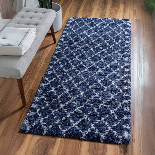Teppich MARA Shaggy Läufer Ultra-Marineblau 80x305 cm