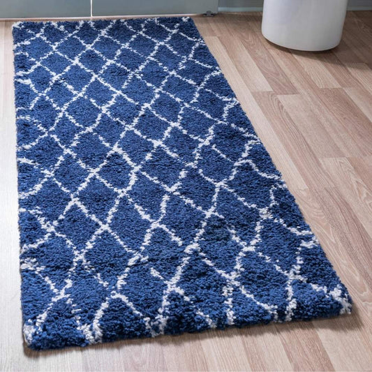 Teppich MARA Shaggy Läufer Enzianblau 80x185 cm