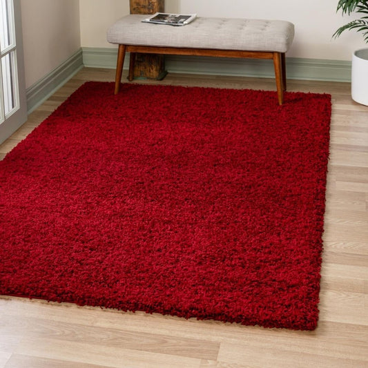 Teppich HIGH-FLOR Rechteckig Kirschrot diverse Größen