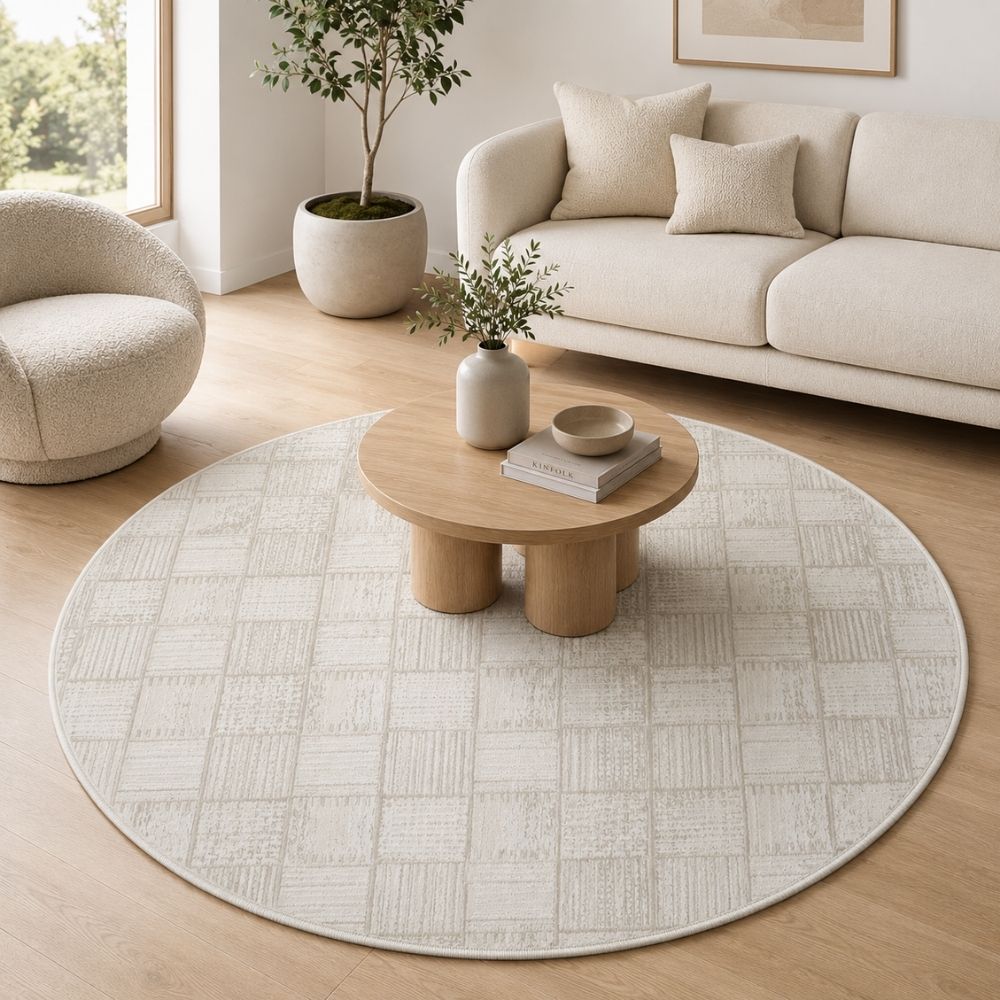 Teppich CASA rund Creme-Weiss 120 x 120 cm