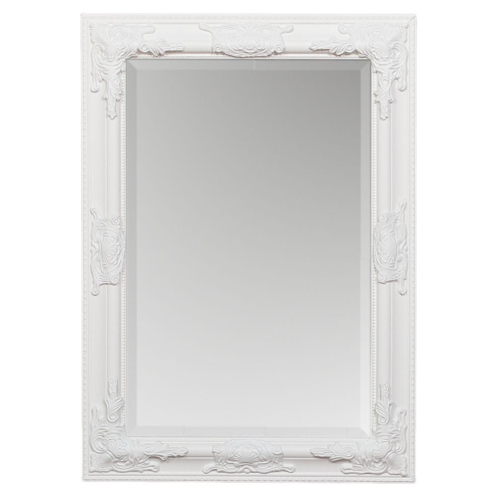 Eleganter Barock-Spiegel BESSA 80x60cm weiss Holzrahmen