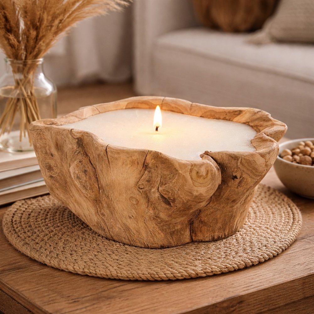 Individuelle Teak Kerze CERO ca. D30cm Unikat