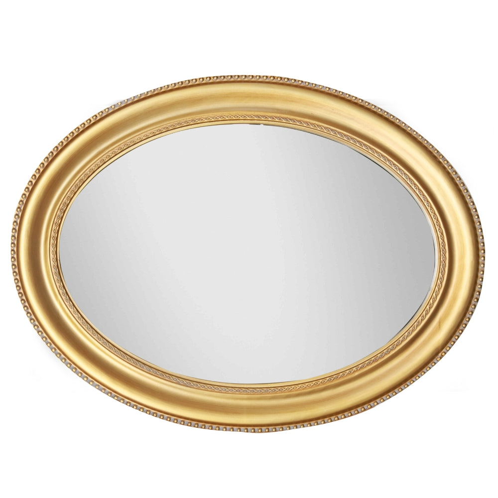 Romantischer Spiegel NERINA 80x60cm antik-gold oval Holzrahmen