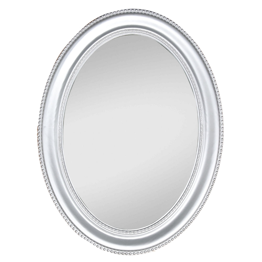 Romantischer Spiegel NERINA 80x60cm antik-silber oval Holzrahmen