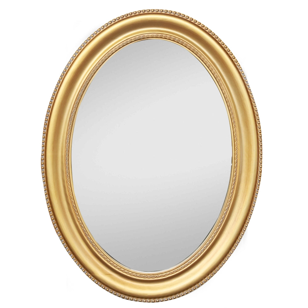 Romantischer Spiegel NERINA 80x60cm antik-gold oval Holzrahmen