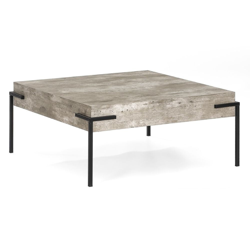 Design Couchtisch CRETO 80cm grau Beton-Optik Metallgestell