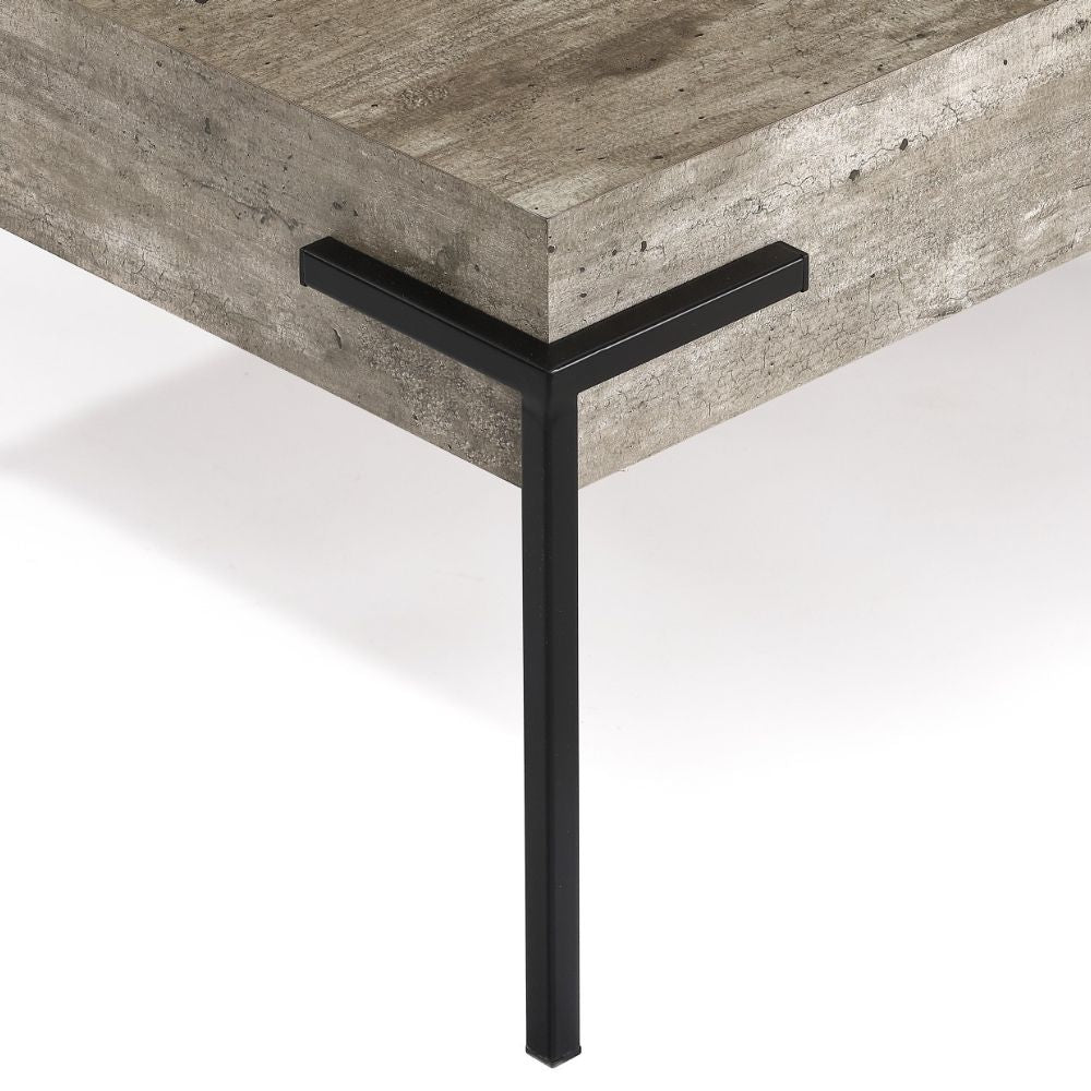Design Couchtisch CRETO 80cm grau Beton-Optik Metallgestell
