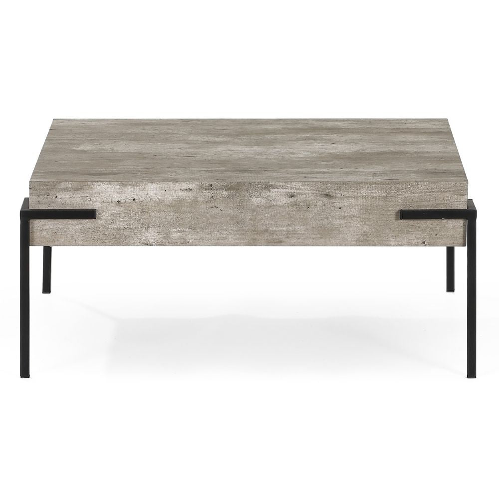 Design Couchtisch CRETO 80cm grau Beton-Optik Metallgestell