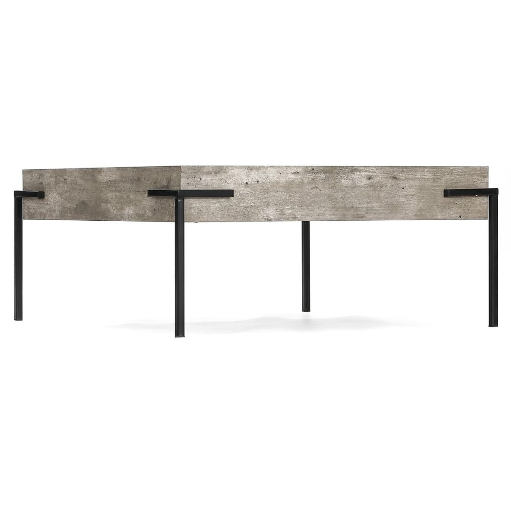Design Couchtisch CRETO 80cm grau Beton-Optik Metallgestell