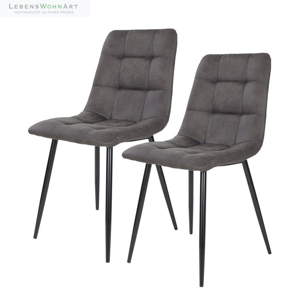 Modernes 2er Stuhl-Set LEIRIA dunkelgrau Mikrofaser