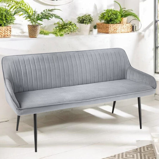 Elegante Sitzbank MILAN ca.160cm Samt grau Armlehnen