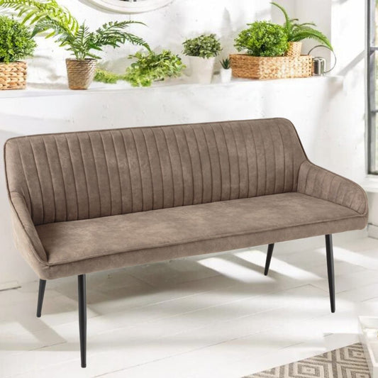 Elegante Sitzbank MILAN ca.160cm Mikrofaser taupe Armlehnen