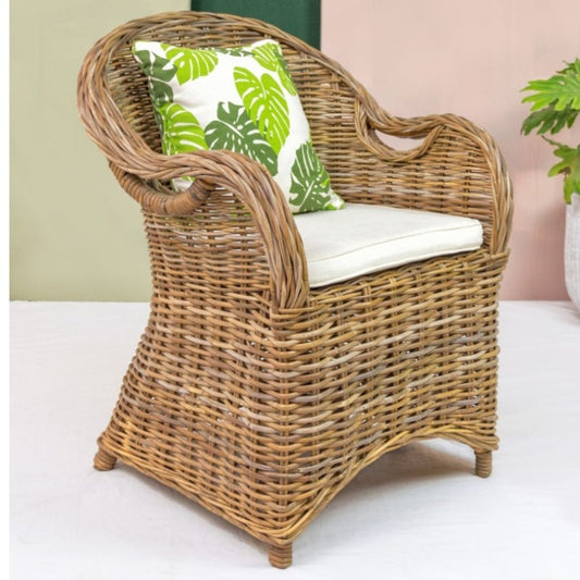 Formschöner Rattan-Sessel CHARLOTTE Natural Grey inkl. Sitzkissen