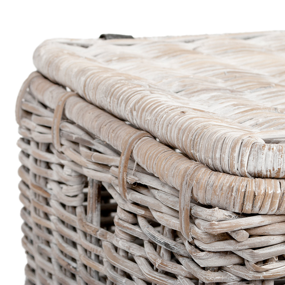 Rattan Truhe RESSY White Wash ca.80cm Couchtisch