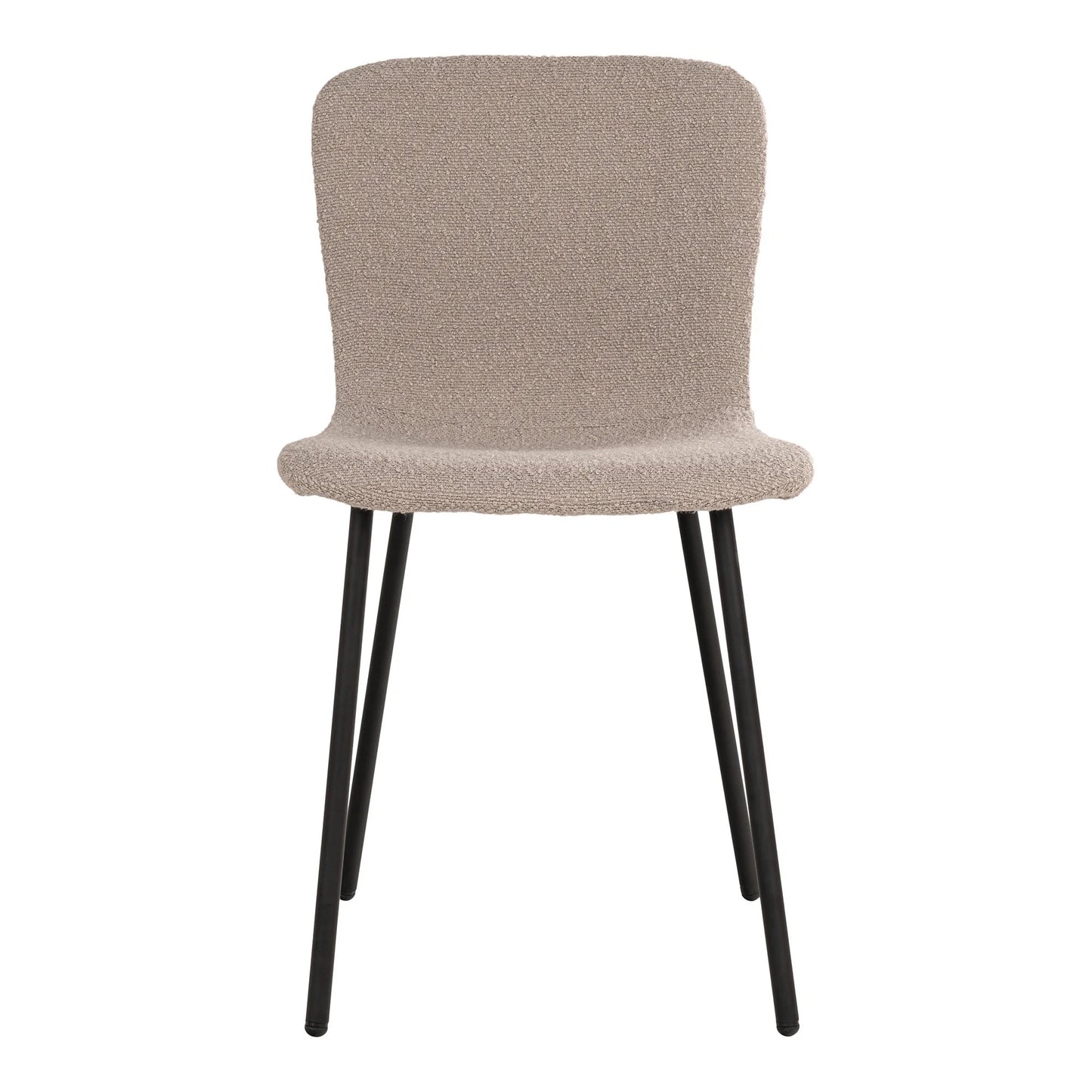 2er Set - Retro Stuhl HANNA beige Bouclé-Stoff schwarze Beine