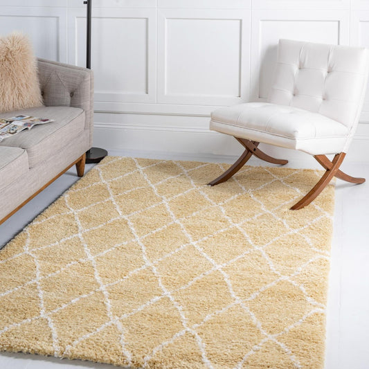 Teppich MARA Shaggy Rechteckig Gold-Gelb diverse Größen