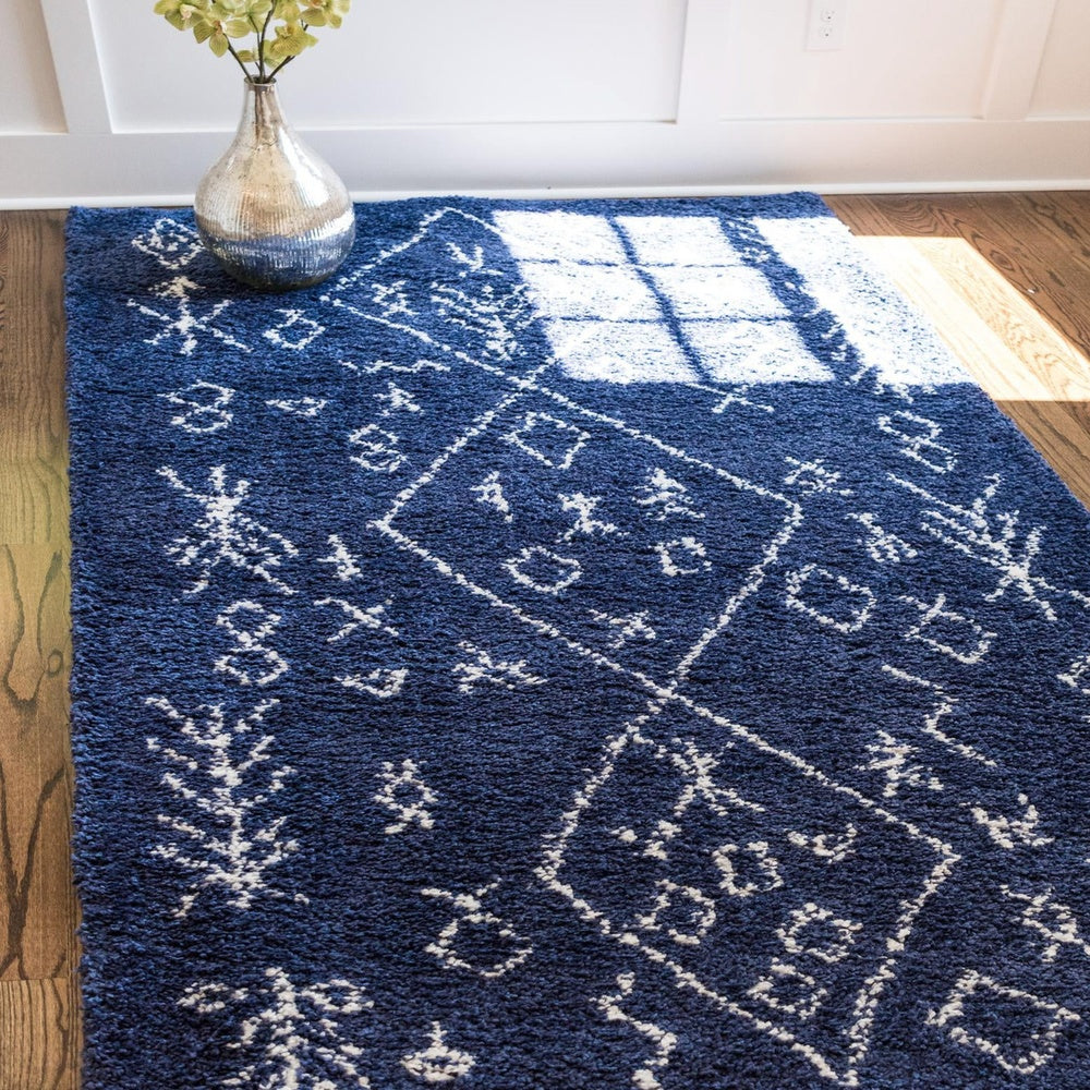 Teppich MARA Shaggy Rechteckig Marineblau diverse Größen