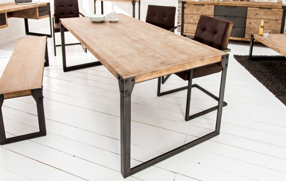 Industrie Design Esstisch TORY 160cm Akazie gekälkt