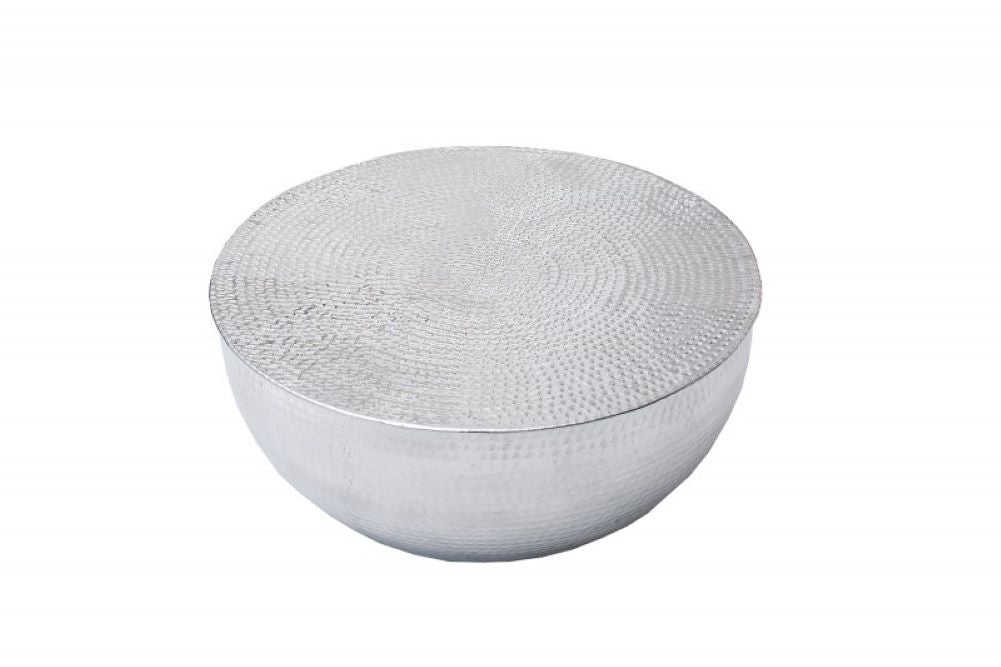 Design Couchtisch MARTELLO No.1 Aluminium 60cm silber Hammerschlag