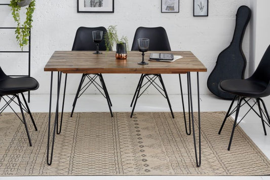 Industrie-Look Esstisch ALINA 120cm living-brown Akazie Metallbeine