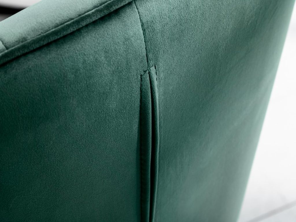 Moderner Samt Stuhl ZIRA grün mit Armlehne