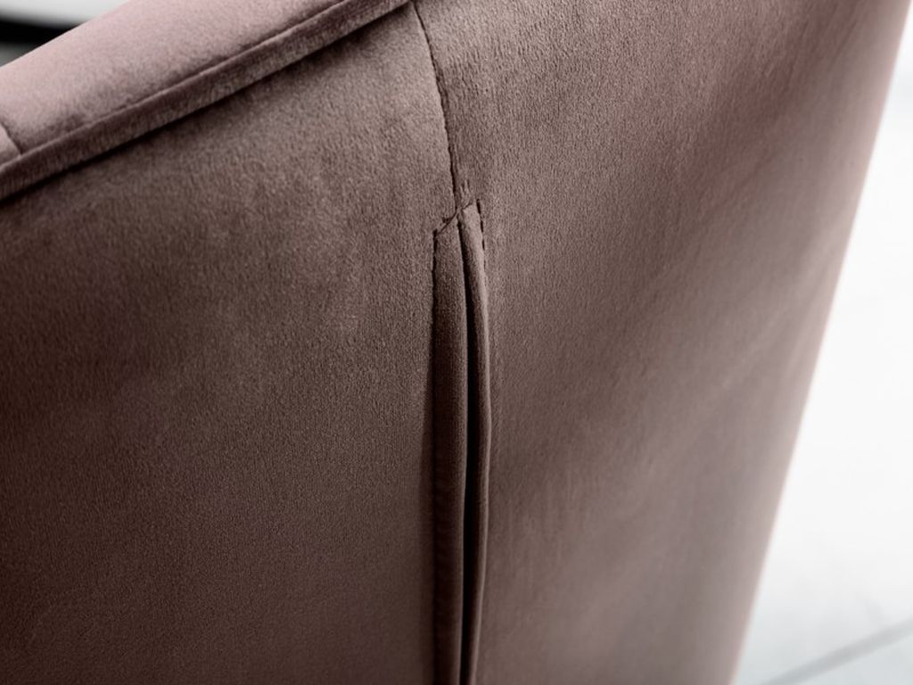 Moderner Samt Stuhl ZIRA taube braun mit Armlehne