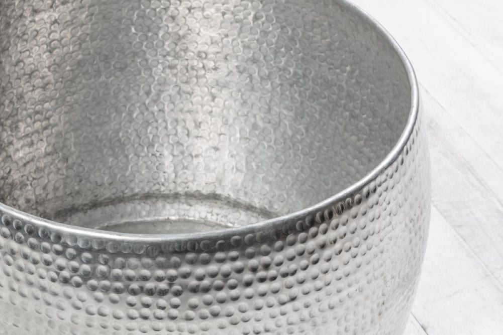 Design Couchtisch MARTELLO No.1 Aluminium 60cm silber Hammerschlag