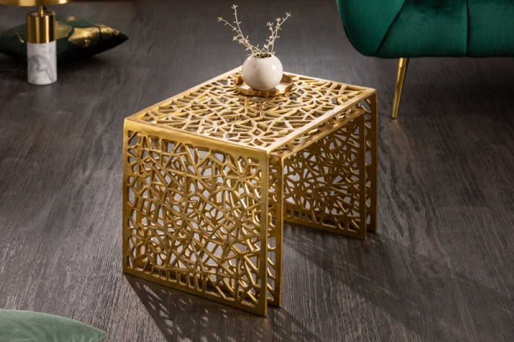 Design Couchtisch 2er Set RIAS Aluminium ca.50cm gold