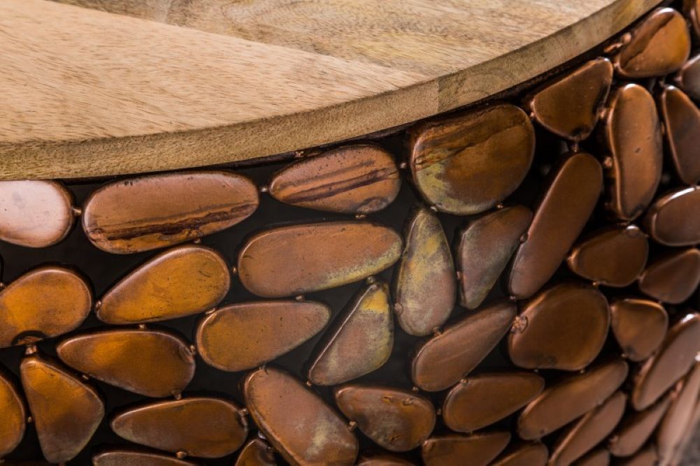 Extravagantes 2er-Set Couchtisch PIEDRA Aluminium kupfer Mangoholz