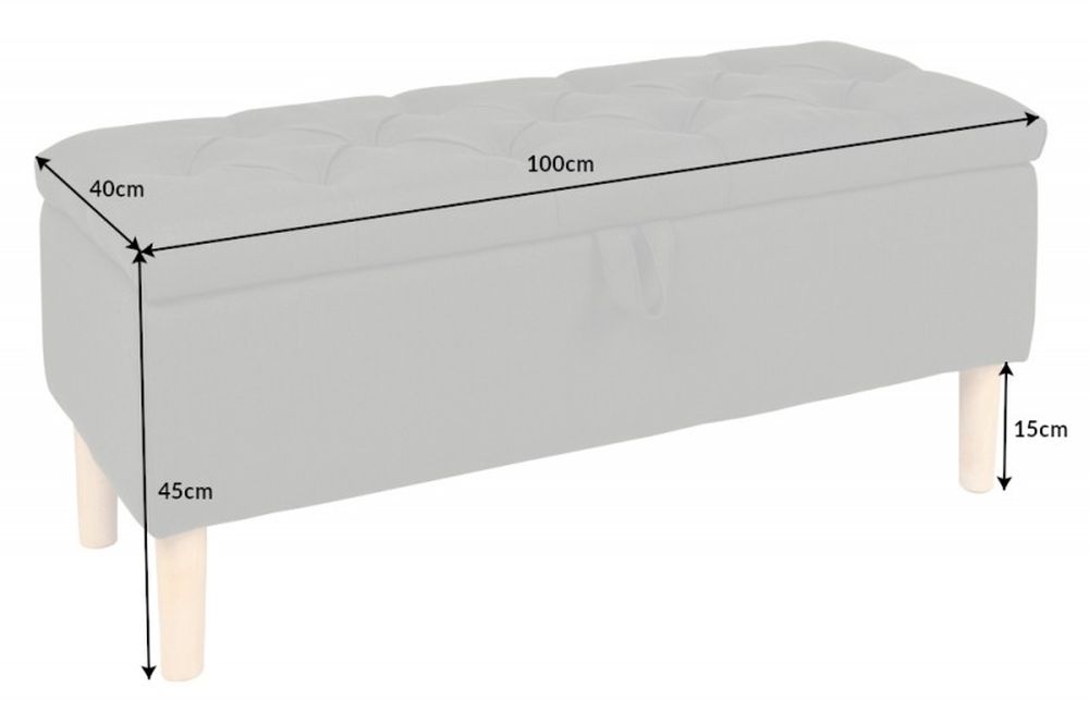 Elegante Truhenbank MODAN grau ca.100cm Stauraum