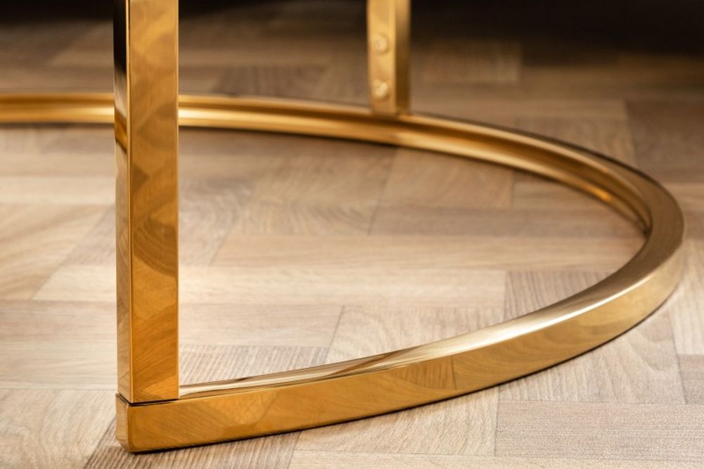 Eleganter Couchtisch MARMO 80cm weiss gold Marmor-Dekor