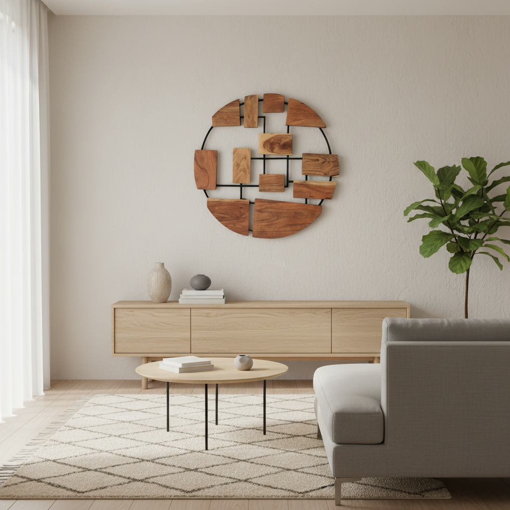 Wand-Deko-Objekt PARETO 90cm Unikat Akazienholz Wandbild