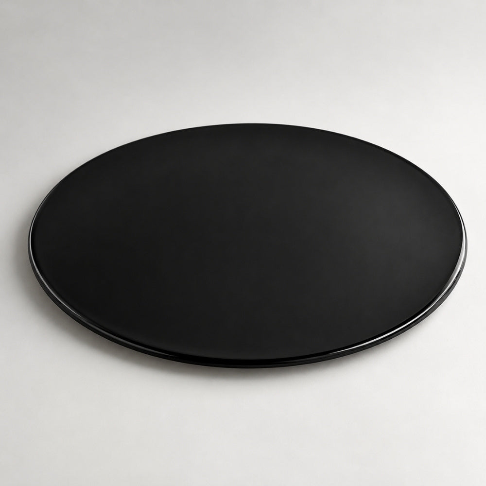 Glasplatte TERRY 30cm schwarz 8mm rund gehärtetes Glas Platzteller