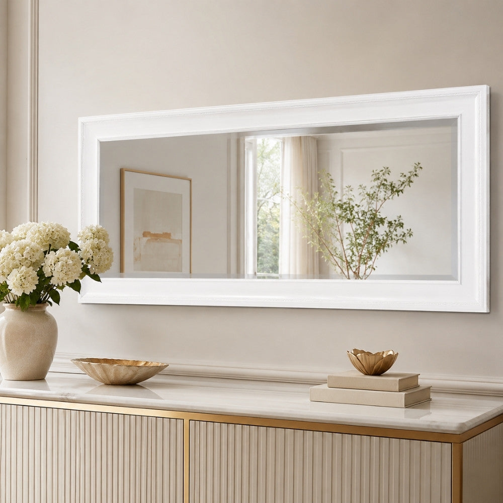 Eleganter Spiegel COPIA Pur-Weiß 140x50cm Holzrahmen