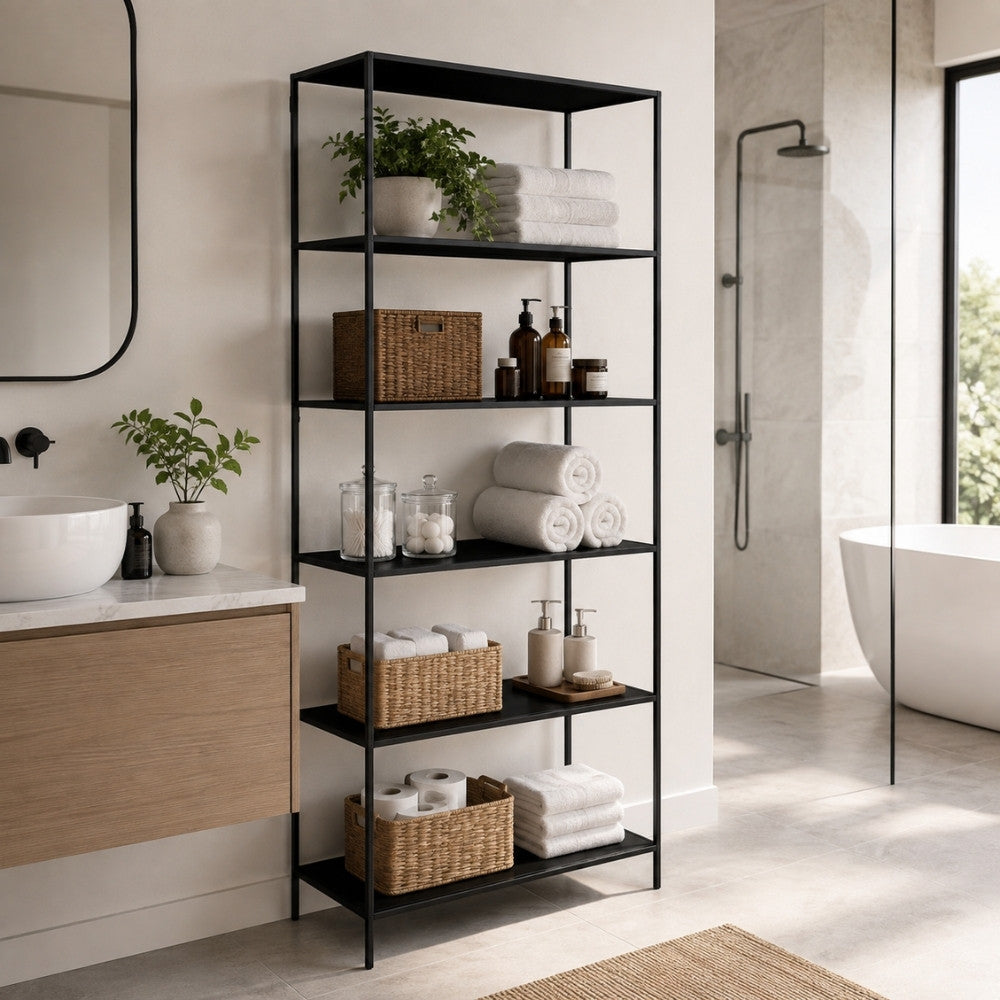 Modernes Regal LEVEN schwarzer Metallrahmen 170 cm