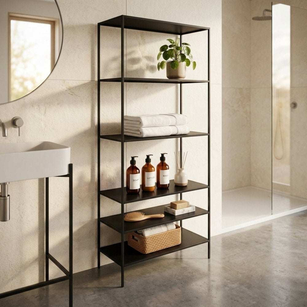 Modernes Regal LEVEN schwarzer Metallrahmen 170 cm